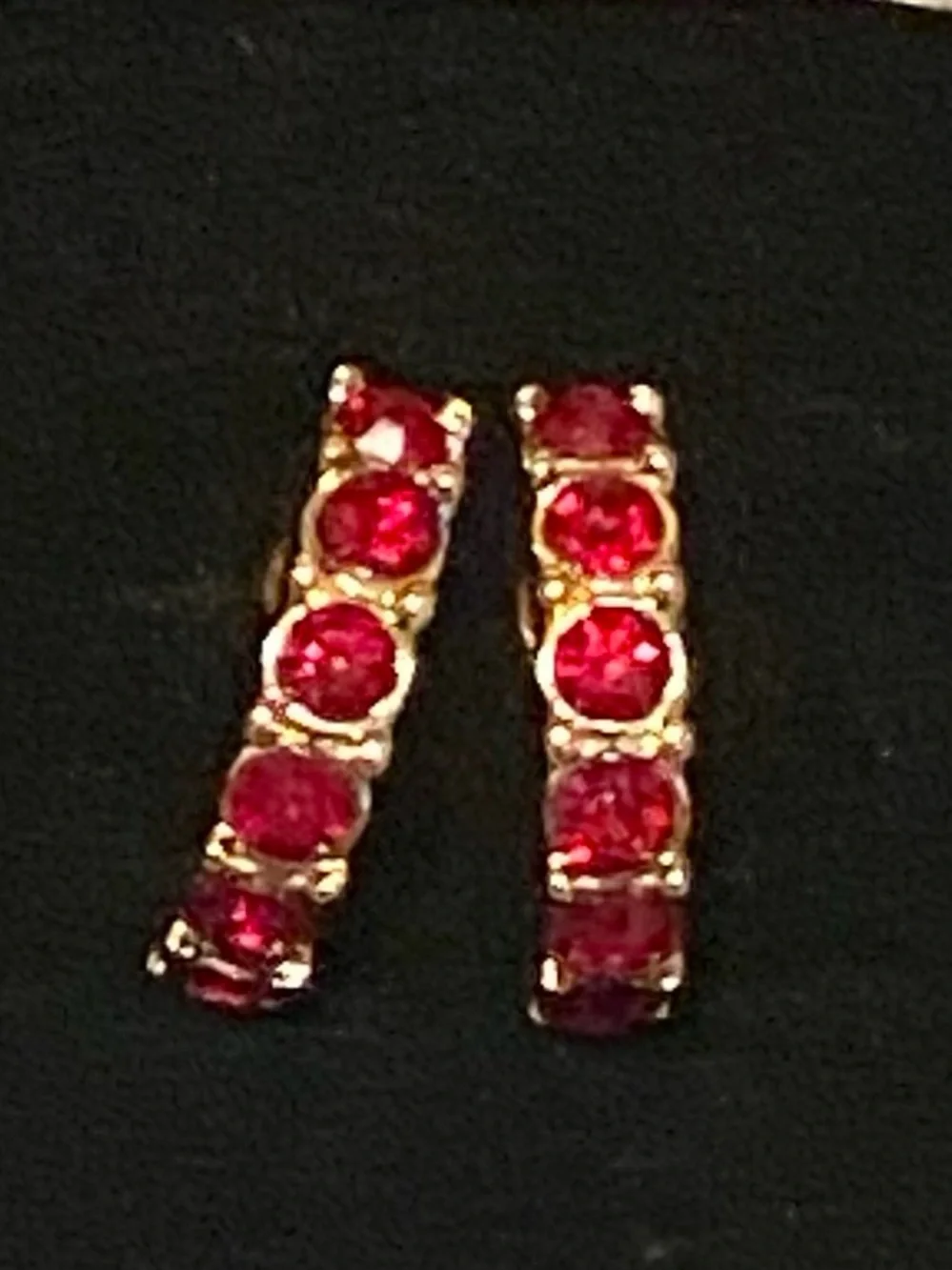 JTV Gold Tone Multi-Color Crystal Huggie Hoop Earring Lot Set of 5 Pairs